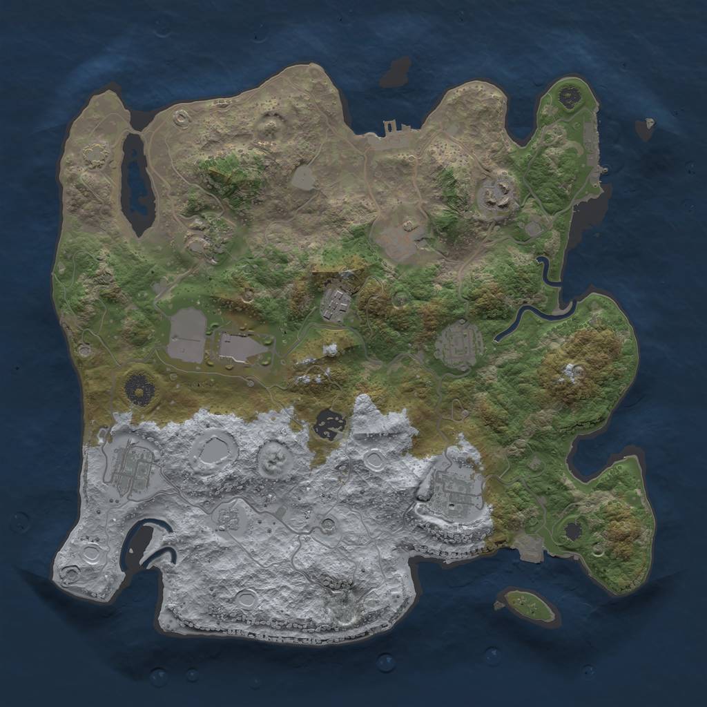 Rust Map: Procedural Map, Size: 3500, Seed: 1221076943, 17 Monuments