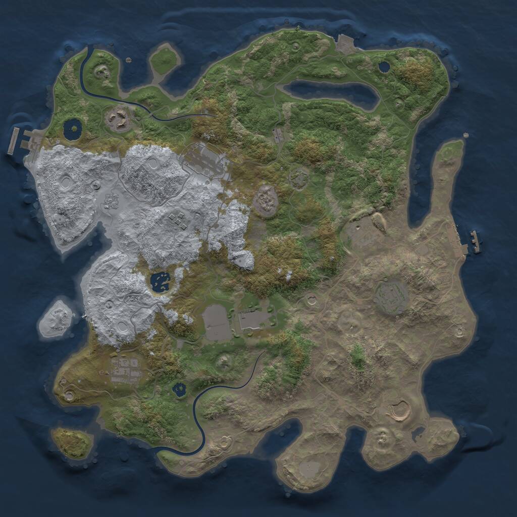Rust Map: Procedural Map, Size: 3750, Seed: 654321, 15 Monuments