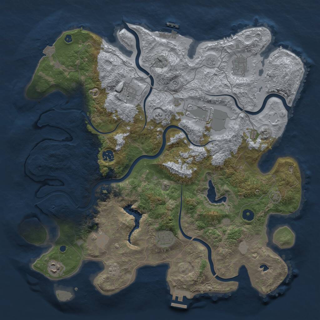 Rust Map: Procedural Map, Size: 4100, Seed: 30258194, 14 Monuments