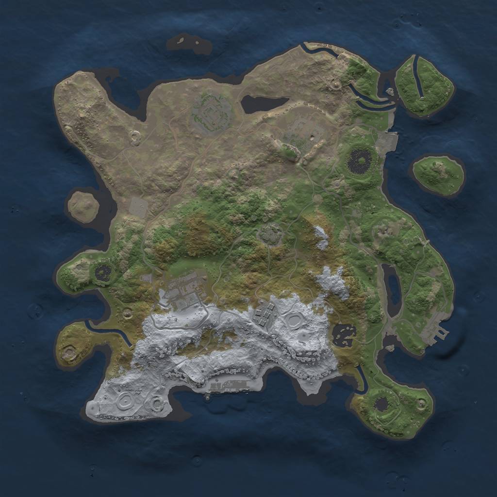 Rust Map: Procedural Map, Size: 3000, Seed: 8821038, 11 Monuments