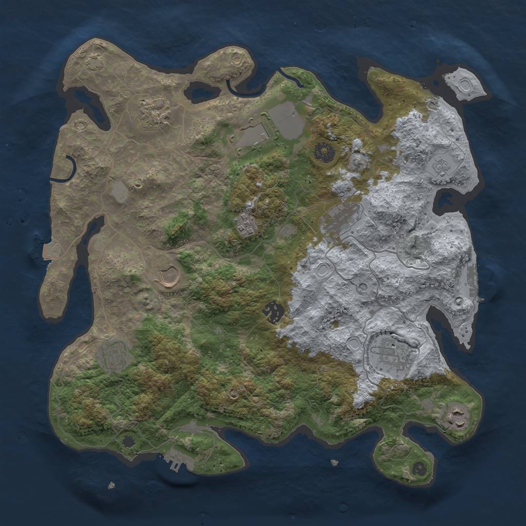 Rust Map: Procedural Map, Size: 3700, Seed: 703359392, 17 Monuments