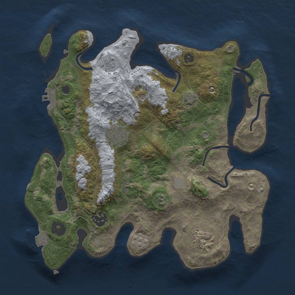 Rust Map: Procedural Map, Size: 3000, Seed: 24739, 11 Monuments