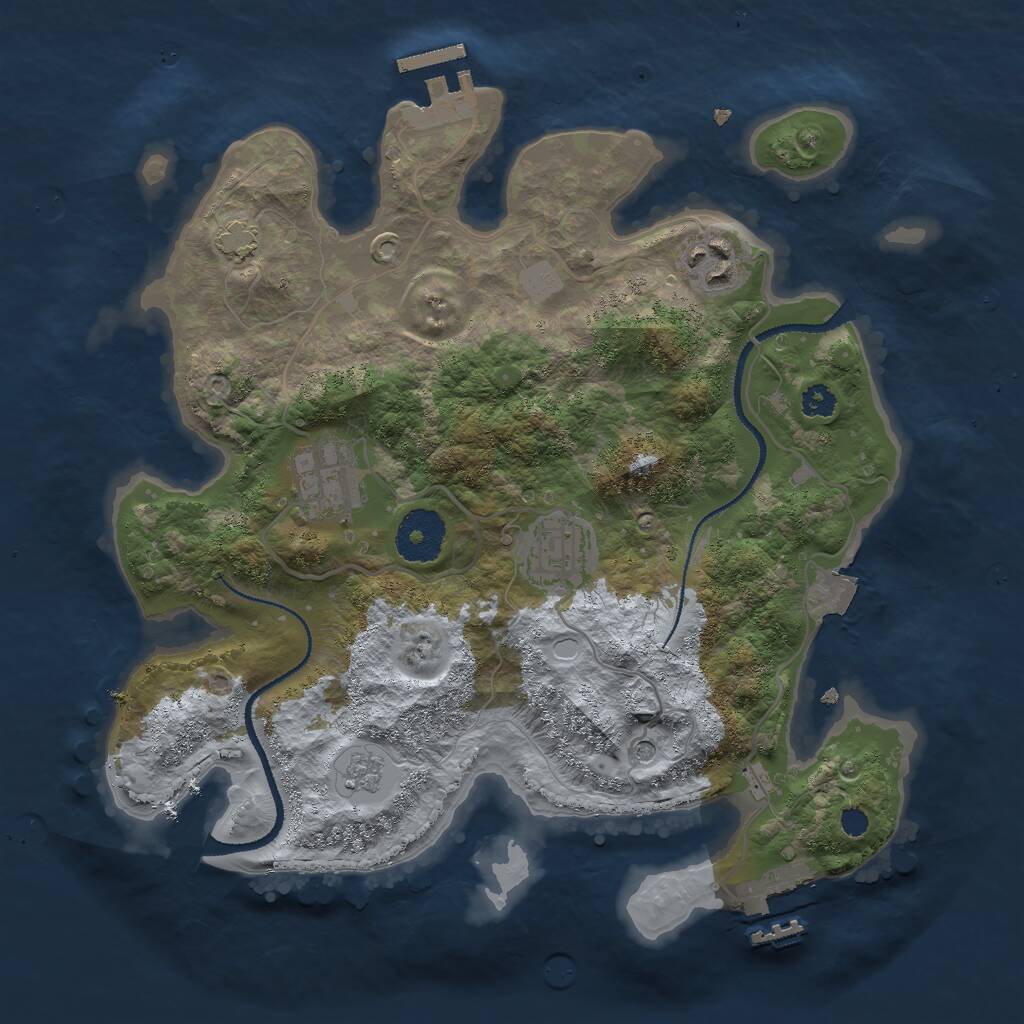 Rust Map: Procedural Map, Size: 3000, Seed: 1791921237, 9 Monuments