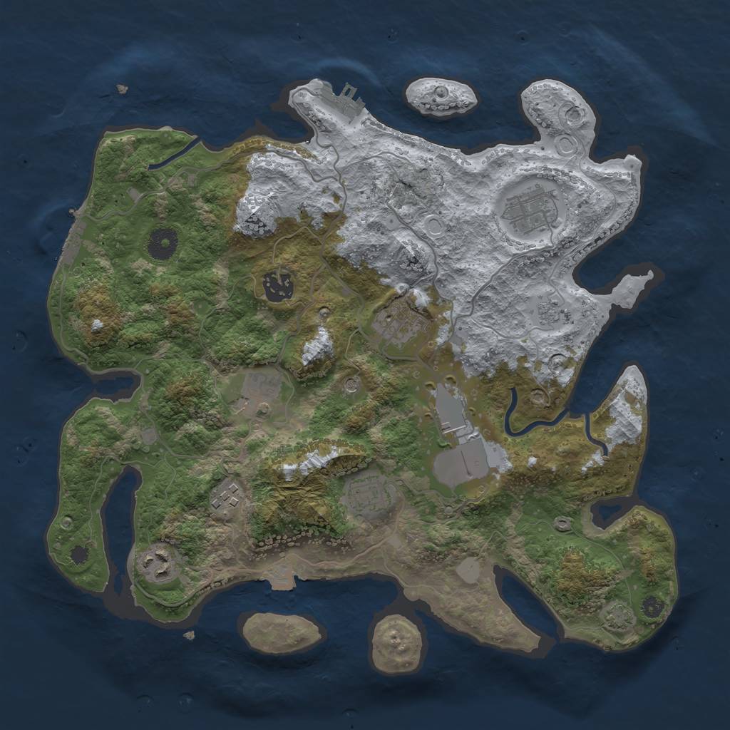 Rust Map: Procedural Map, Size: 3500, Seed: 2053999401, 16 Monuments