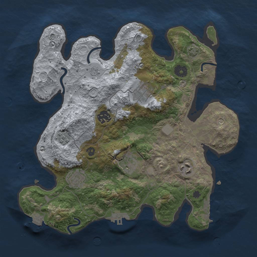 Rust Map: Procedural Map, Size: 3000, Seed: 1090399984, 14 Monuments