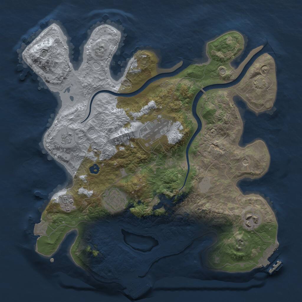 Rust Map: Procedural Map, Size: 3000, Seed: 1627354149, 10 Monuments