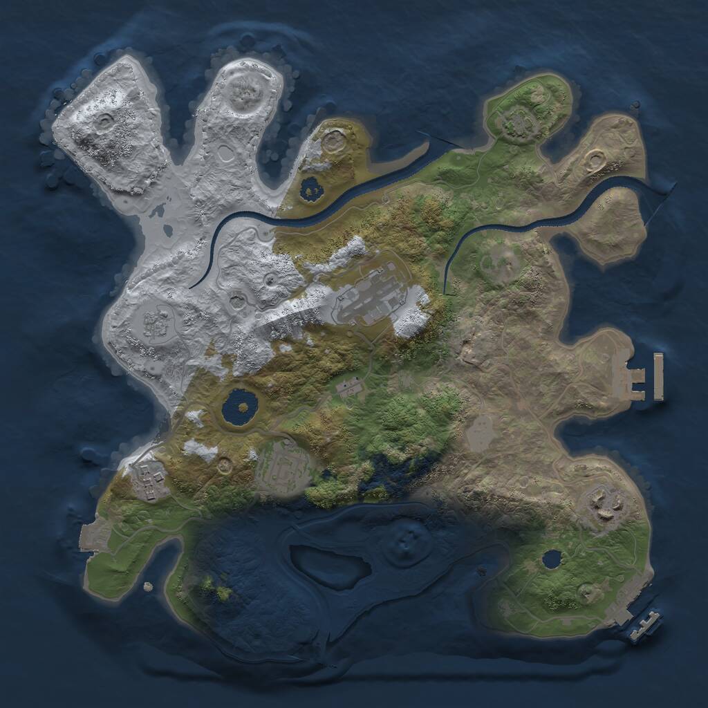 Rust Map: Procedural Map, Size: 3000, Seed: 1627354149, 10 Monuments