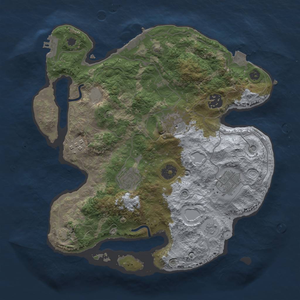 Rust Map: Procedural Map, Size: 3000, Seed: 1625081723, 13 Monuments
