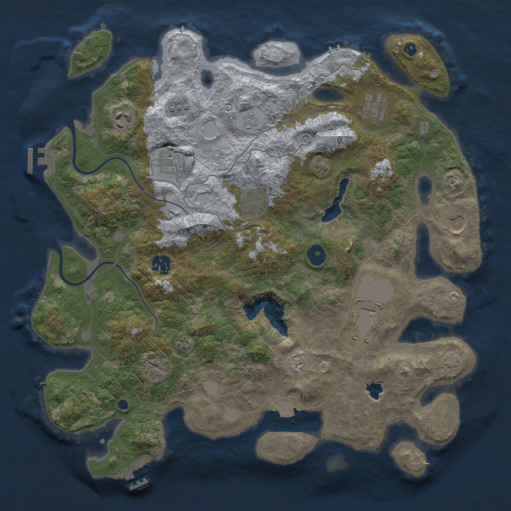 Rust Map: Procedural Map, Size: 4000, Seed: 667190091, 14 Monuments