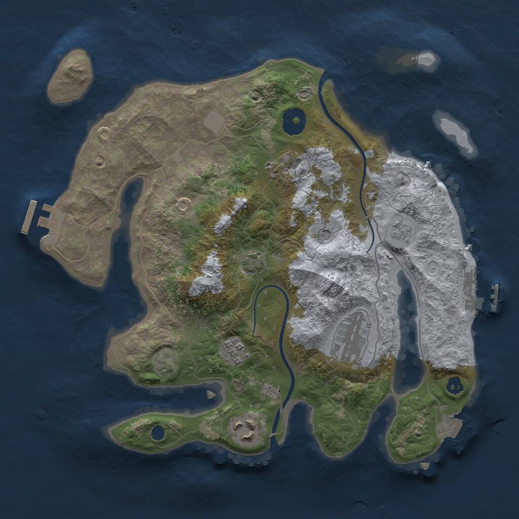 Rust Map: Procedural Map, Size: 3000, Seed: 19931993, 10 Monuments