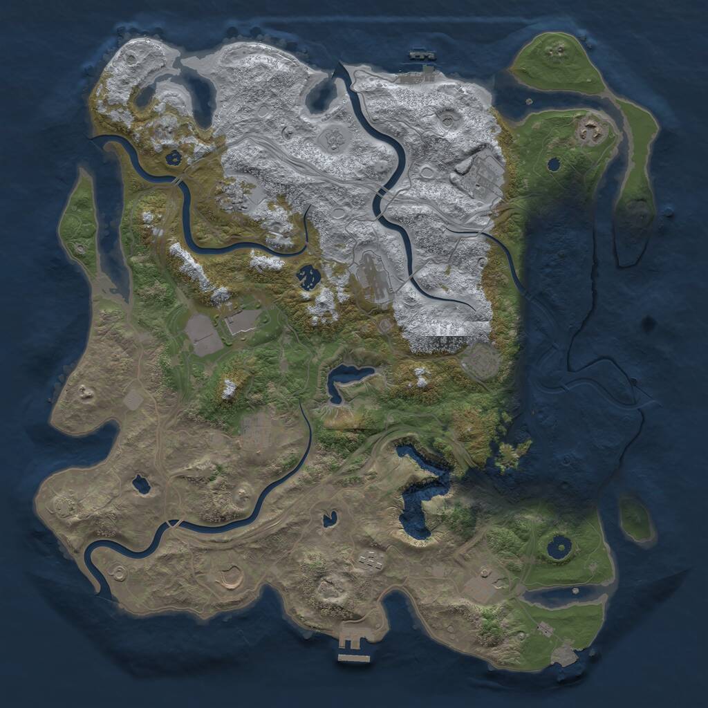 Rust Map: Procedural Map, Size: 4500, Seed: 1928374, 17 Monuments