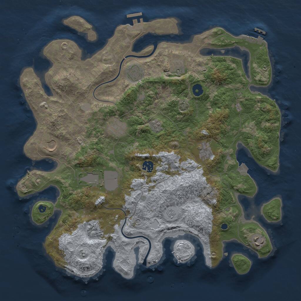 Rust Map: Procedural Map, Size: 3950, Seed: 24016785, 16 Monuments