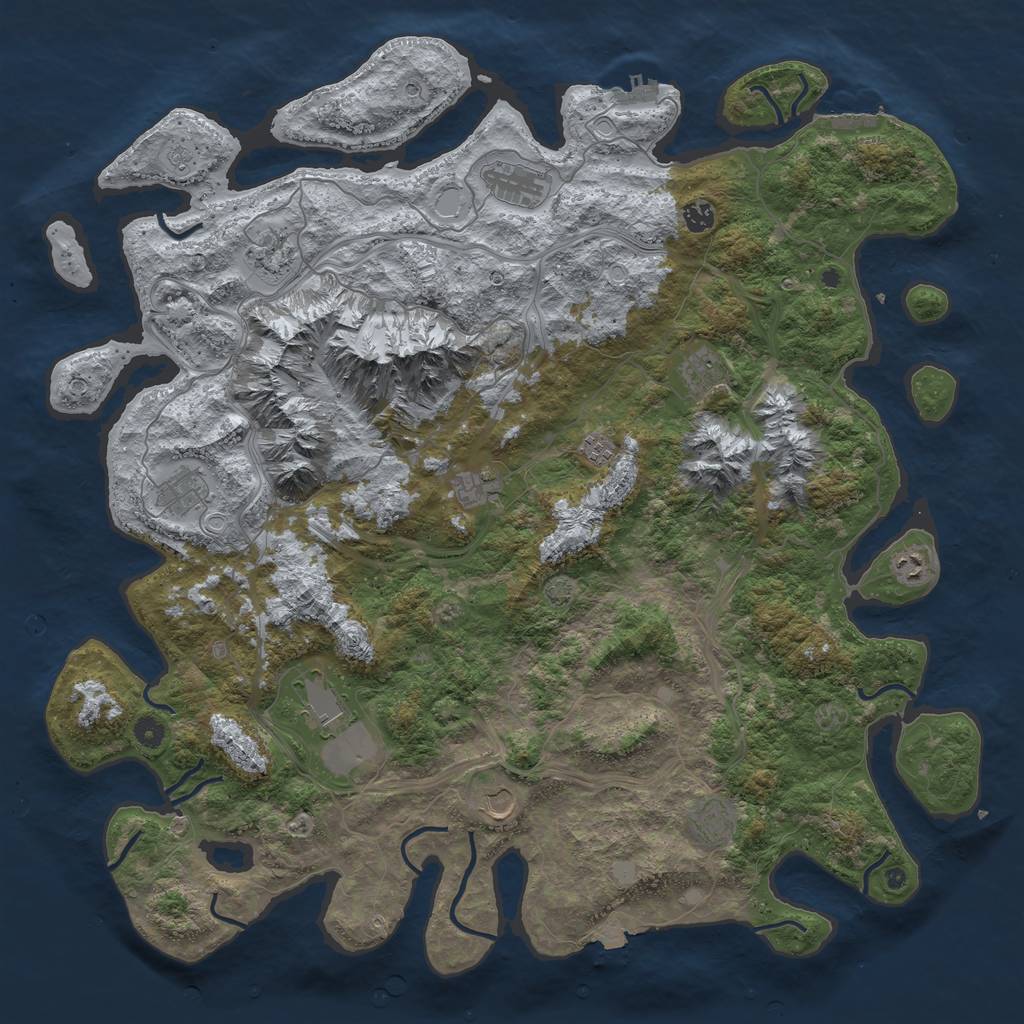 Rust Map: Procedural Map, Size: 5000, Seed: 68457, 19 Monuments