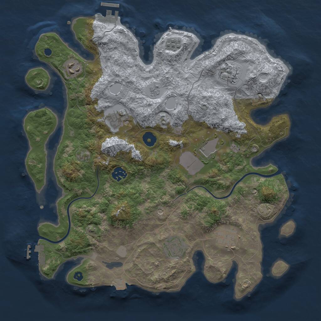 Rust Map: Procedural Map, Size: 3500, Seed: 1606638523, 14 Monuments