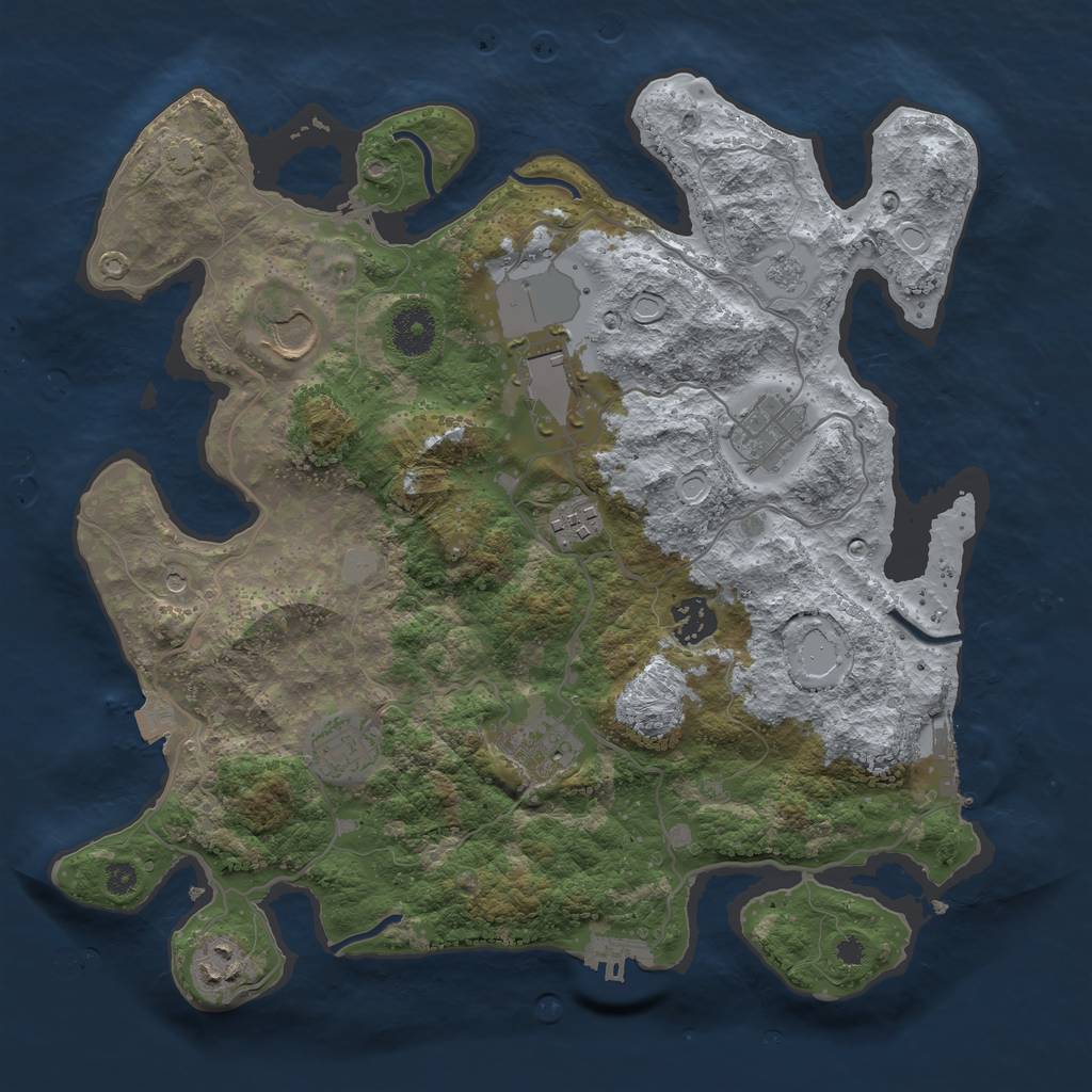 Rust Map: Procedural Map, Size: 3500, Seed: 1155992816, 16 Monuments