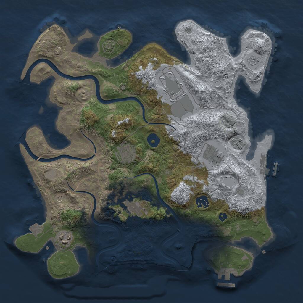 Rust Map: Procedural Map, Size: 3500, Seed: 1155992816, 13 Monuments