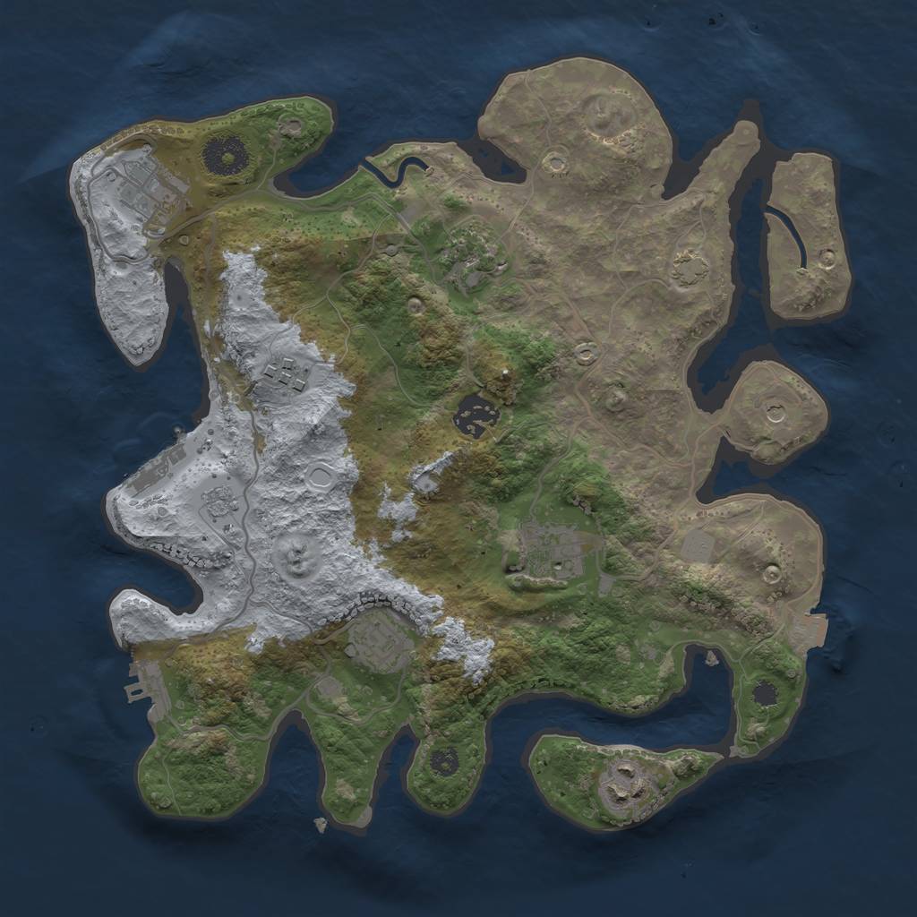 Rust Map: Procedural Map, Size: 3200, Seed: 123455, 15 Monuments