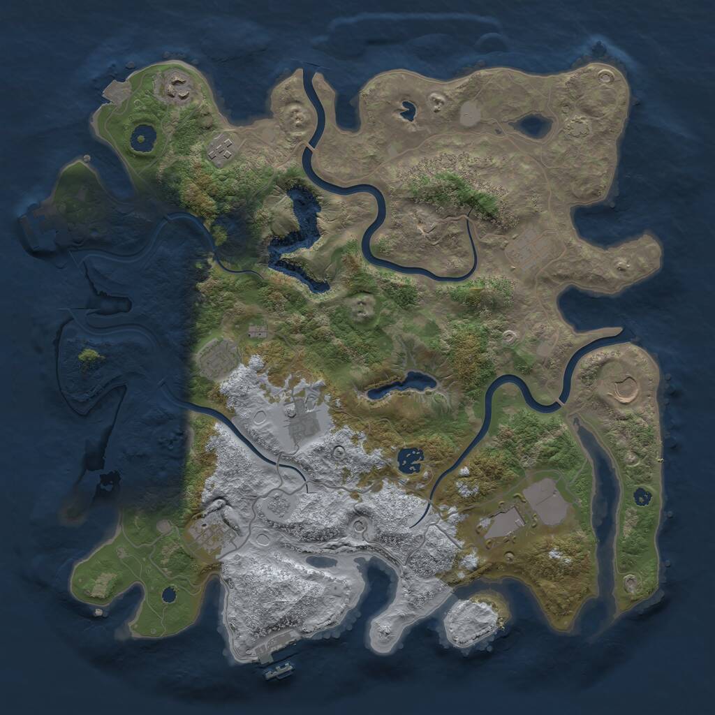Rust Map: Procedural Map, Size: 4000, Seed: 12523, 15 Monuments