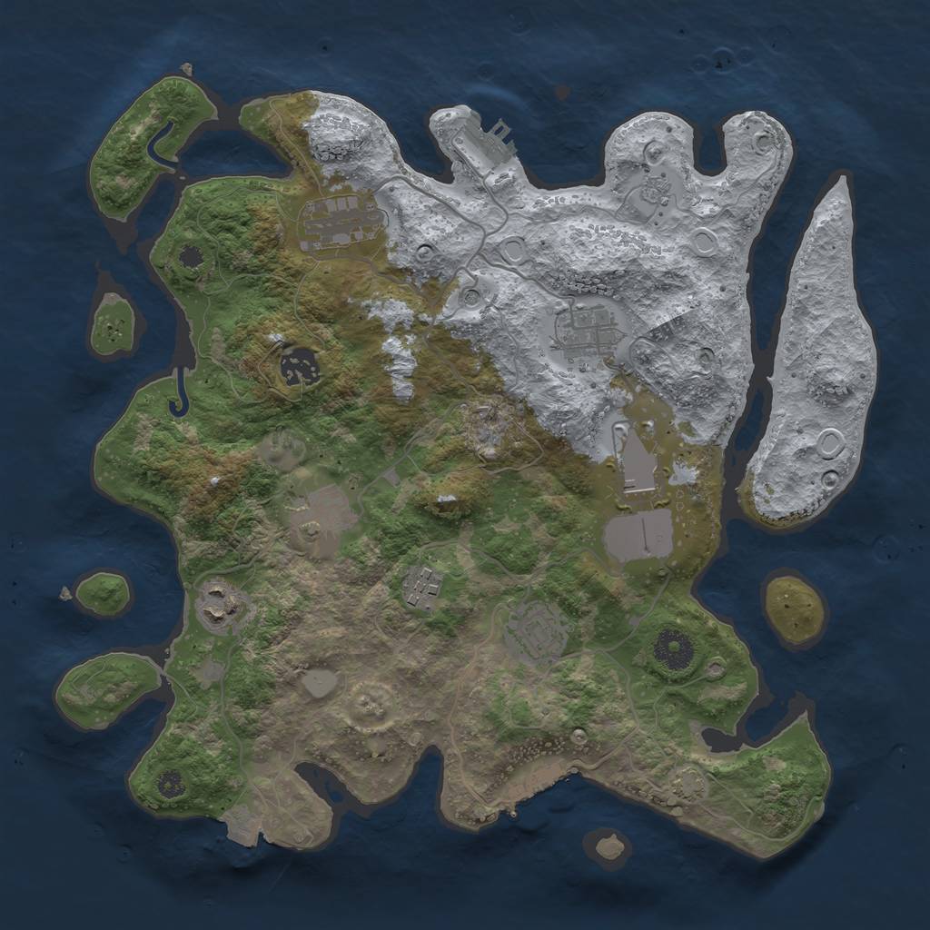 Rust Map: Procedural Map, Size: 3500, Seed: 1775600982, 16 Monuments