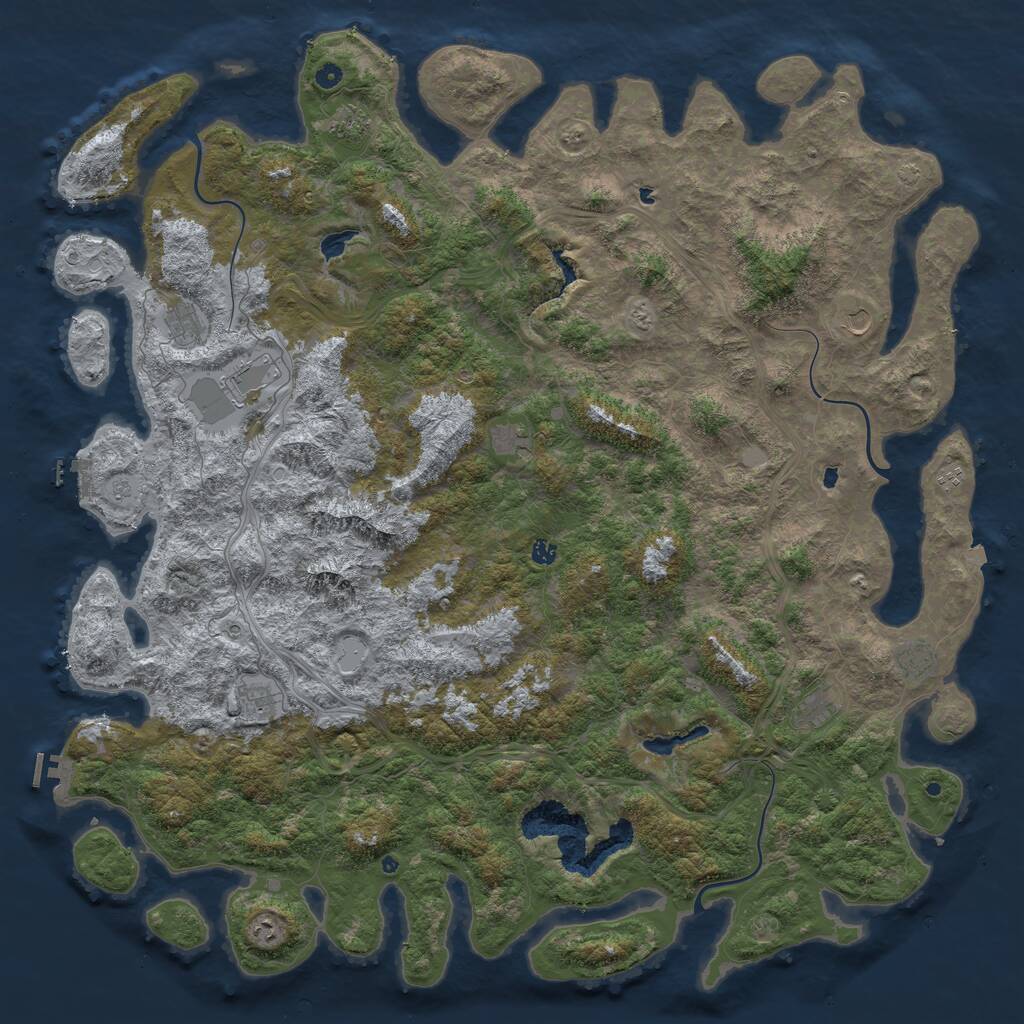 Rust Map: Procedural Map, Size: 6000, Seed: 761369420, 17 Monuments