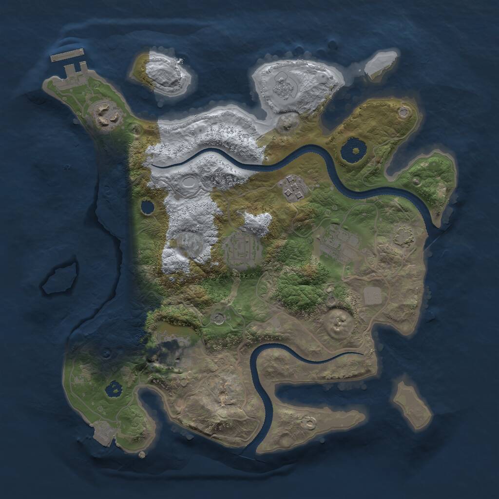 Rust Map: Procedural Map, Size: 3000, Seed: 95361, 10 Monuments