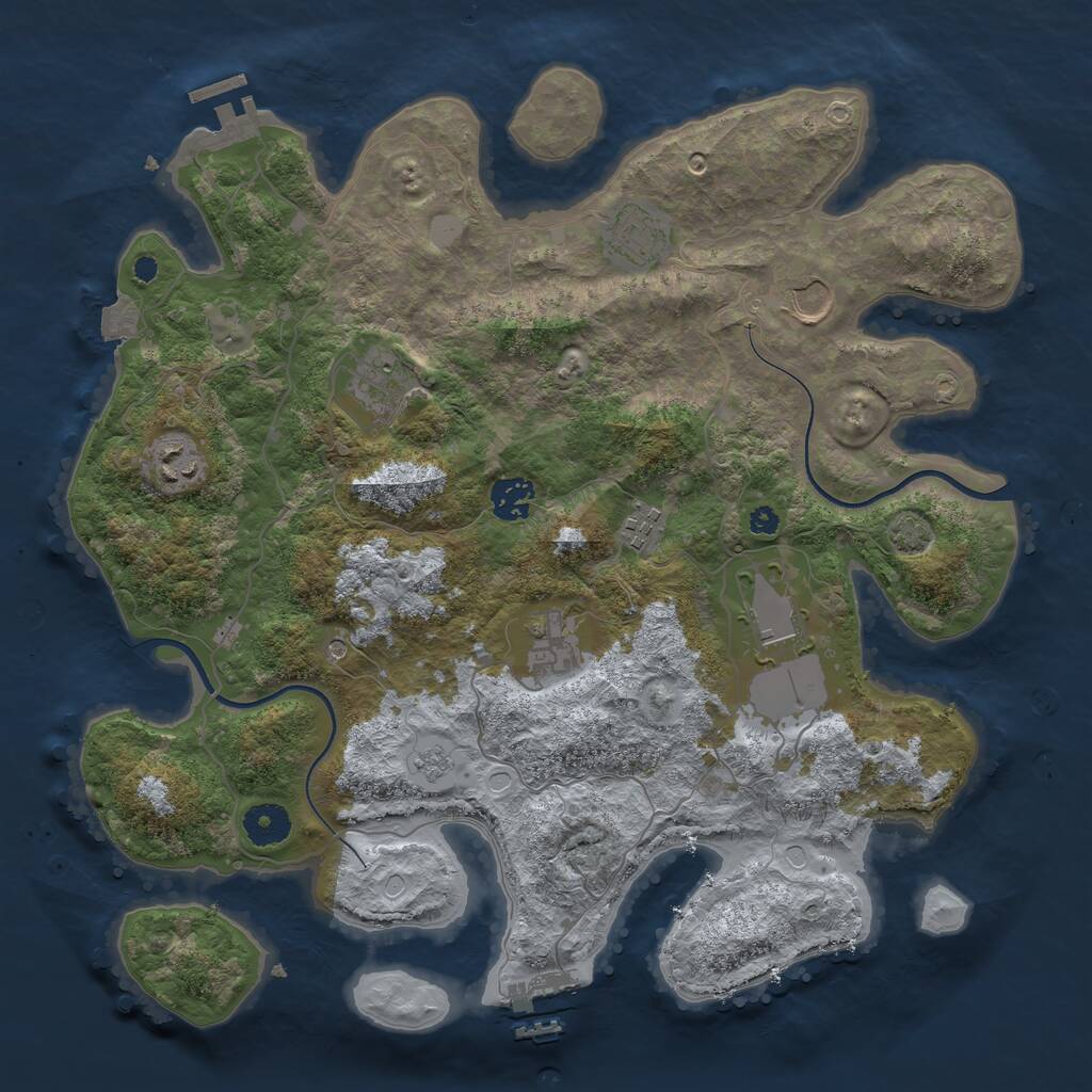 Rust Map: Procedural Map, Size: 3700, Seed: 80237859, 14 Monuments