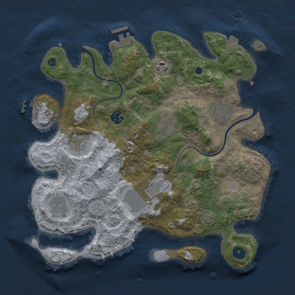 Rust Map: Procedural Map, Size: 3500, Seed: 1585596698, 13 Monuments