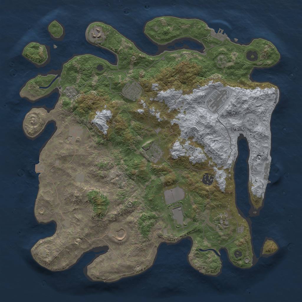Rust Map: Procedural Map, Size: 3950, Seed: 20818496, 18 Monuments