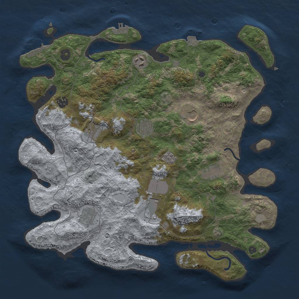 Rust Map: Procedural Map, Size: 3950, Seed: 87550582, 17 Monuments