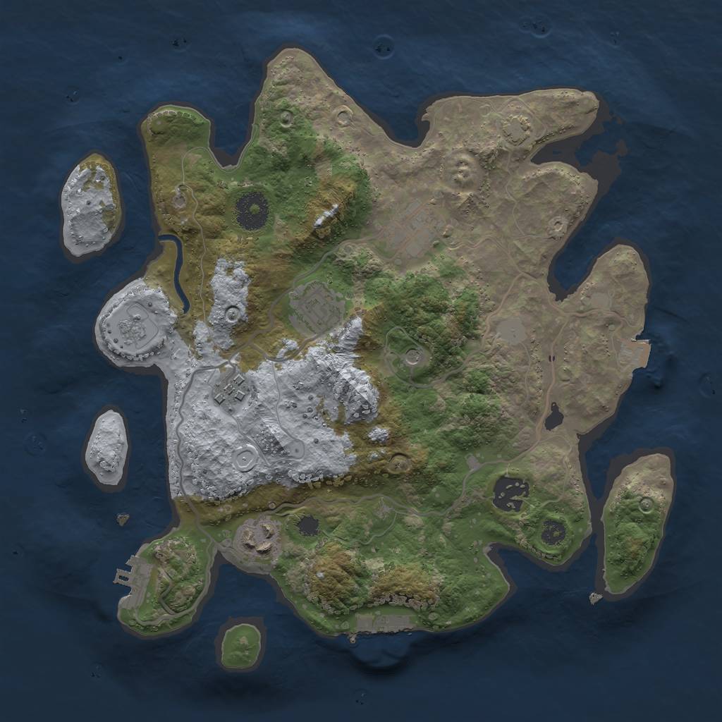 Rust Map: Procedural Map, Size: 3000, Seed: 4058967, 13 Monuments