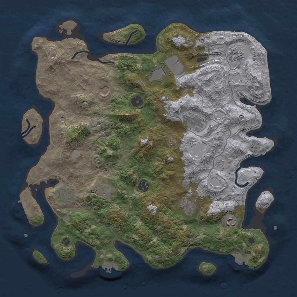 Rust Map: Procedural Map, Size: 4000, Seed: 338226461, 18 Monuments