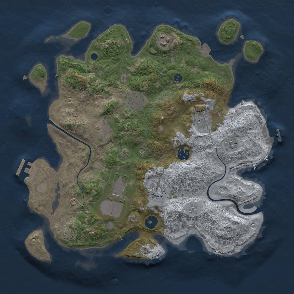 Rust Map: Procedural Map, Size: 3500, Seed: 828176234, 14 Monuments