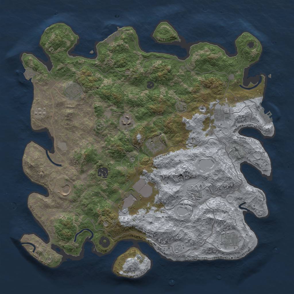 Rust Map: Procedural Map, Size: 4000, Seed: 465165, 18 Monuments