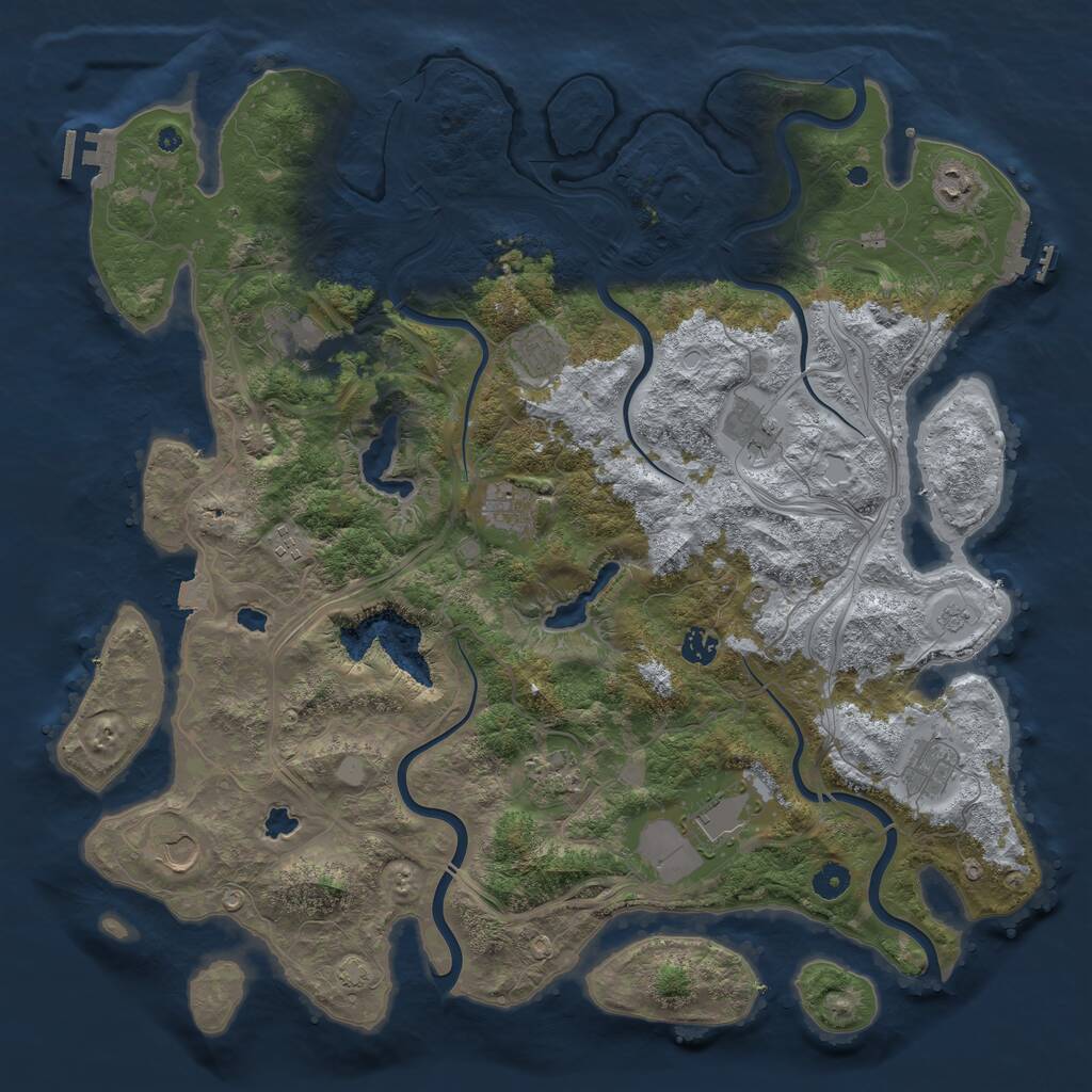 Rust Map: Procedural Map, Size: 4500, Seed: 1865629014, 17 Monuments