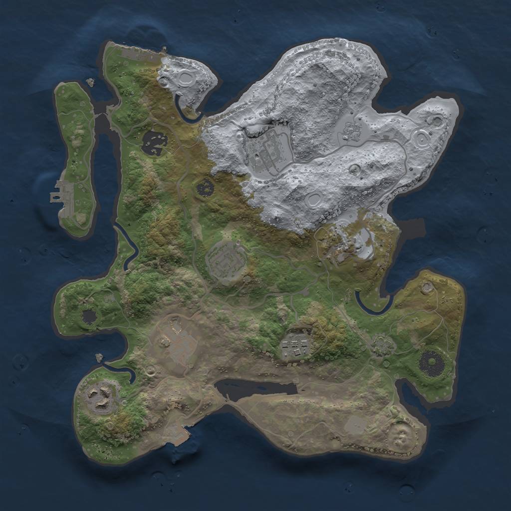 Rust Map: Procedural Map, Size: 3000, Seed: 2010004691, 14 Monuments