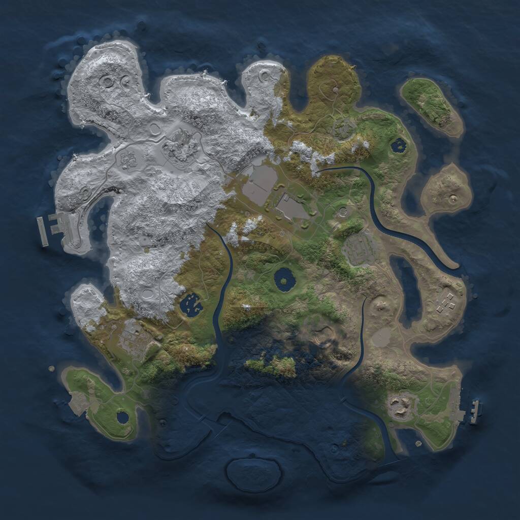 Rust Map: Procedural Map, Size: 3500, Seed: 284284279, 14 Monuments