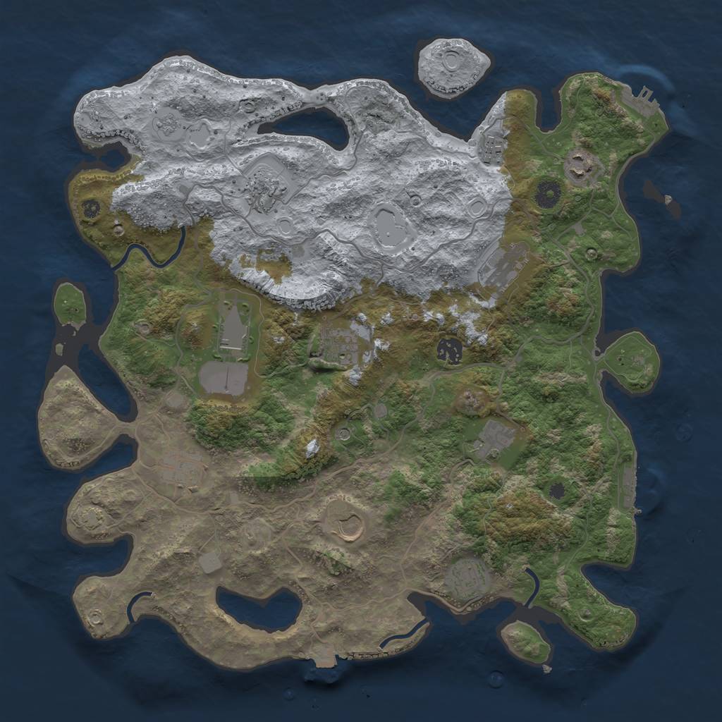 Rust Map: Procedural Map, Size: 4000, Seed: 889050610, 19 Monuments