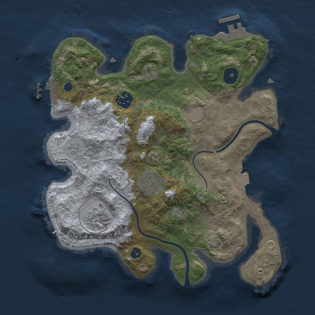 Rust Map: Procedural Map, Size: 3000, Seed: 790506878, 9 Monuments
