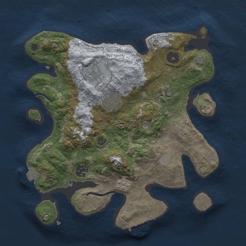 Rust Map: Procedural Map, Size: 3000, Seed: 1135147457, 11 Monuments