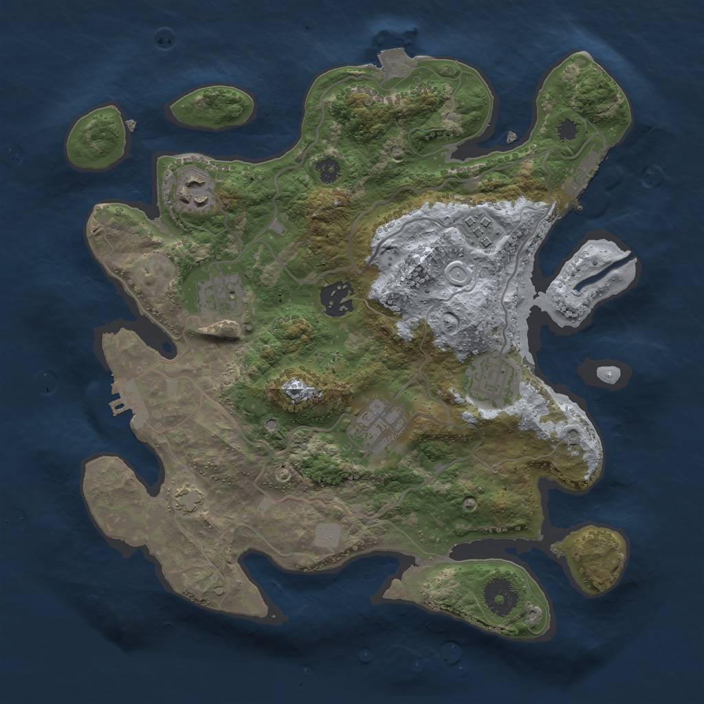 Rust Map: Procedural Map, Size: 3000, Seed: 41663695, 12 Monuments