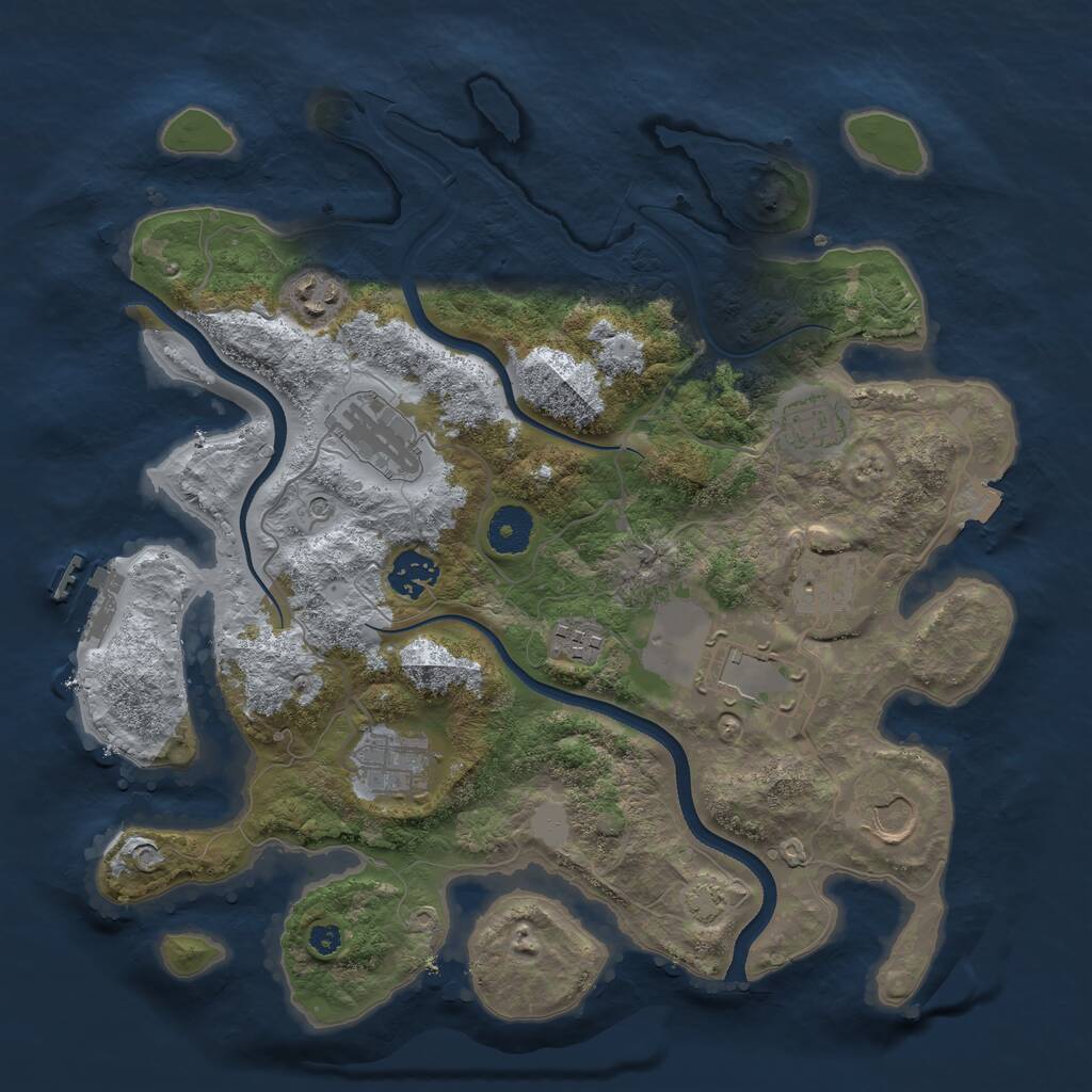 Rust Map: Procedural Map, Size: 3500, Seed: 1445776691, 13 Monuments