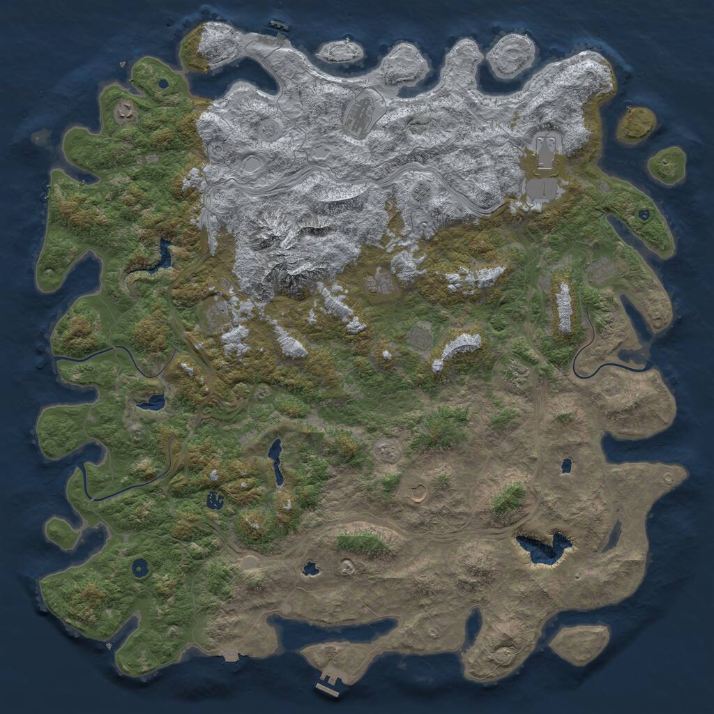 Rust Map: Procedural Map, Size: 6000, Seed: 64875, 17 Monuments