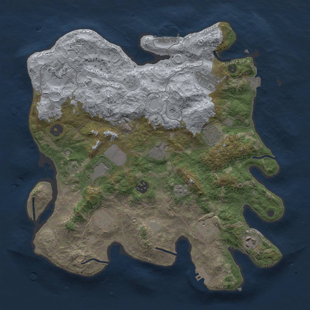 Rust Map: Procedural Map, Size: 3700, Seed: 1585153405, 18 Monuments