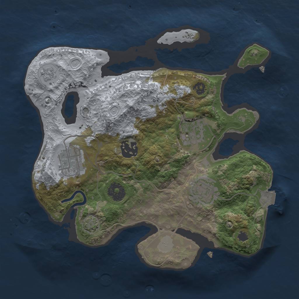 Rust Map: Procedural Map, Size: 2500, Seed: 732456, 9 Monuments