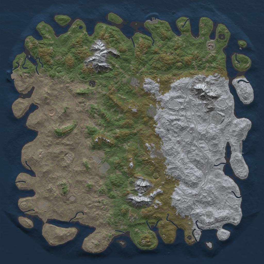 Rust Map: Procedural Map, Size: 6000, Seed: 27353469, 19 Monuments