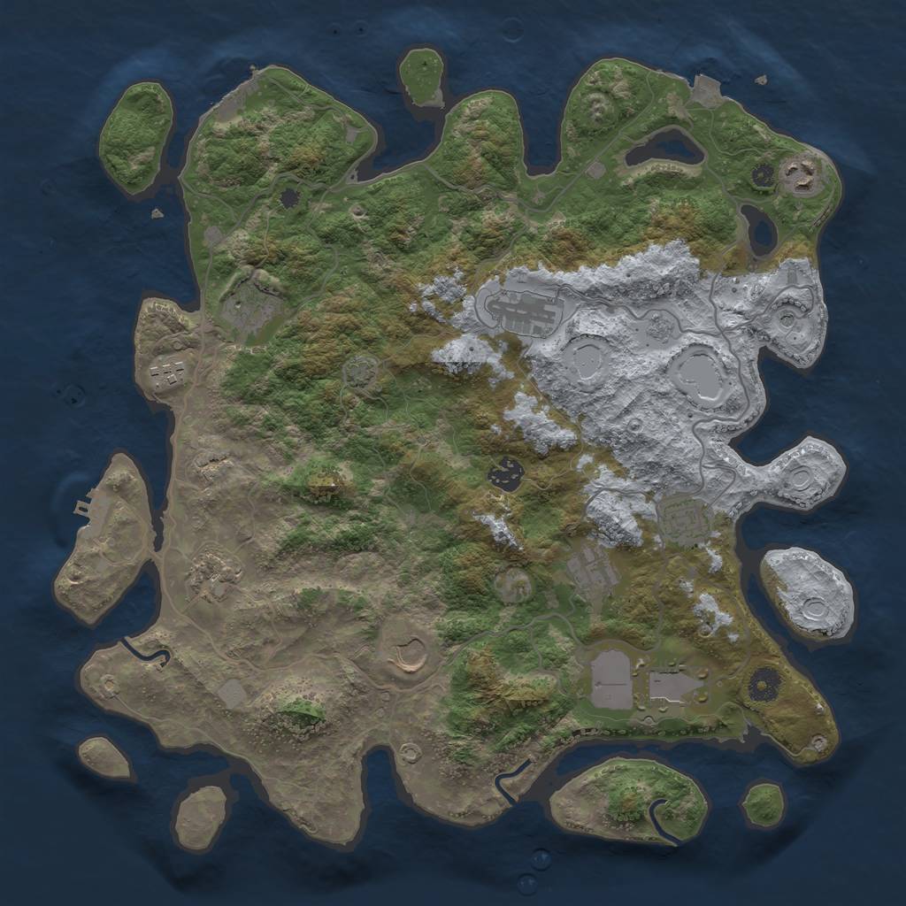 Rust Map: Procedural Map, Size: 4000, Seed: 1865629014, 18 Monuments
