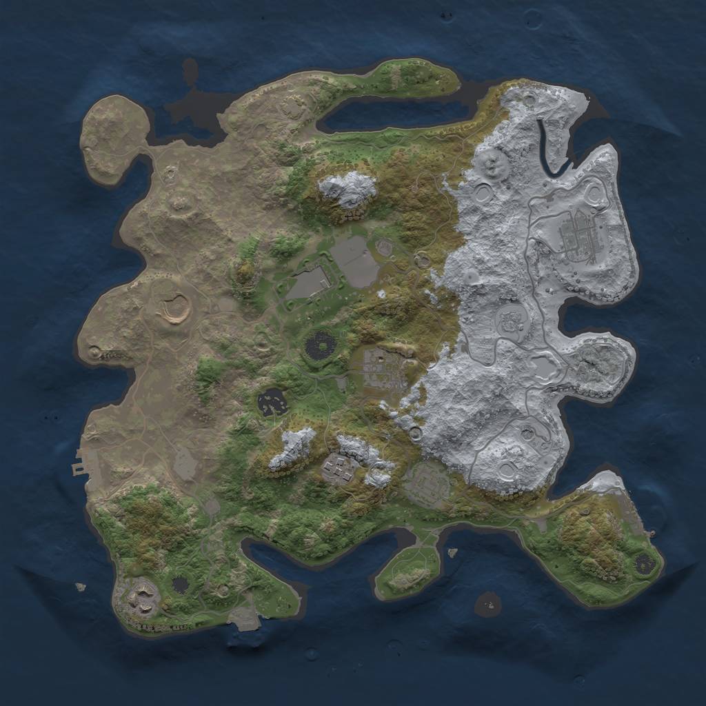 Rust Map: Procedural Map, Size: 3600, Seed: 986424, 16 Monuments