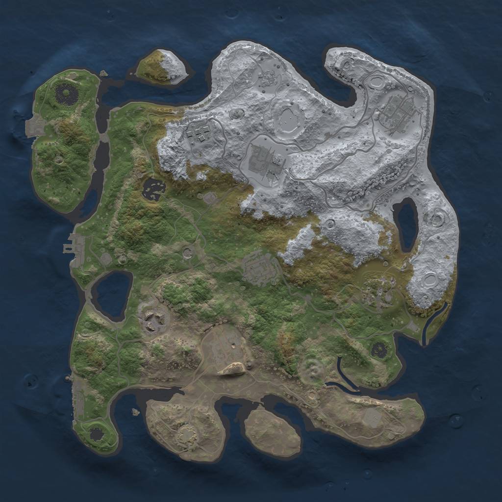 Rust Map: Procedural Map, Size: 3250, Seed: 2079115139, 16 Monuments