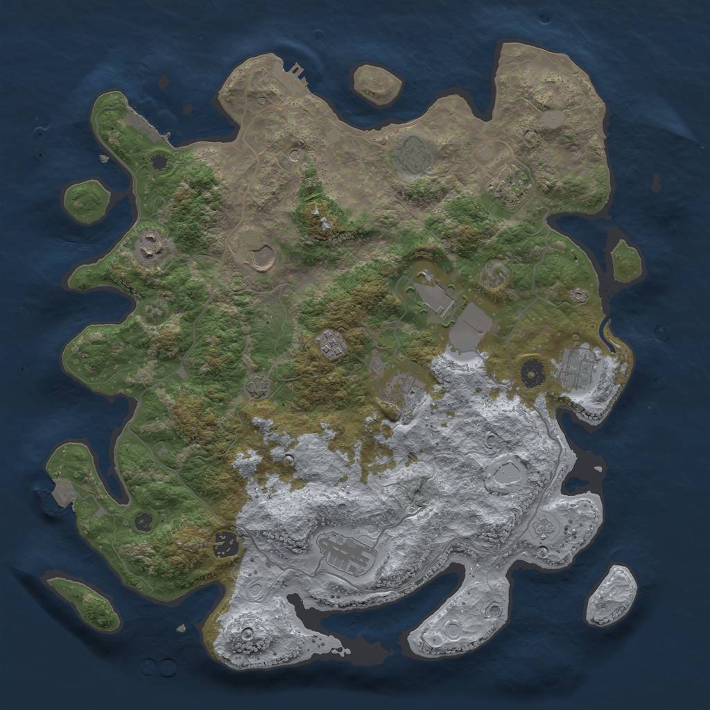 Rust Map: Procedural Map, Size: 4000, Seed: 1894575890, 18 Monuments