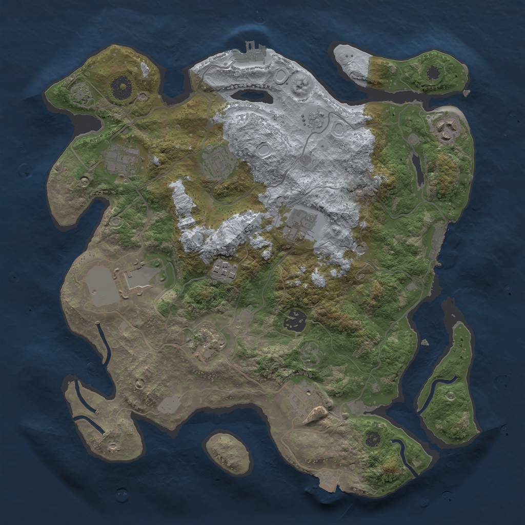 Rust Map: Procedural Map, Size: 3500, Seed: 58690854, 17 Monuments